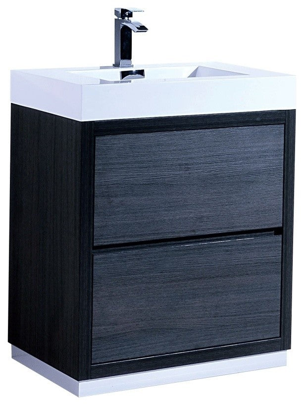 Bliss 30" Gray Oak Free Standing Modern Bathroom Vanity