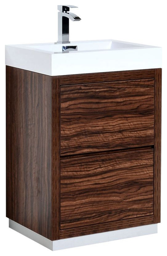 Bliss 24" Walnut Free Standing Modern Bathroom Vanity