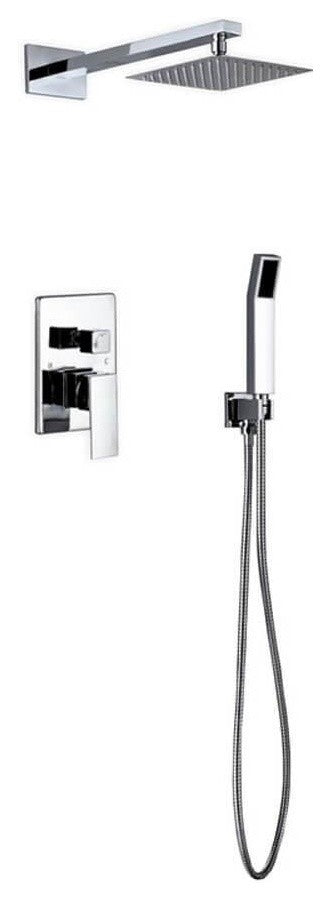 Aqua Piazza Brass Shower Set- 8In Square Rain Shower- Handheld