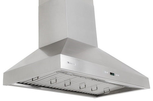 30", LED lights, Baffle Filters W/ Grease Drain Tunnel, 1.0mm Non-Magnetic Stainless Steel Seamless Body, Wall Mount Range Hood