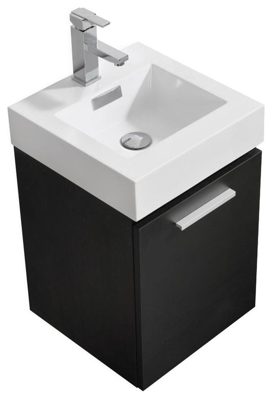 Bliss 16" Black Wall Mount Modern Bathroom Vanity