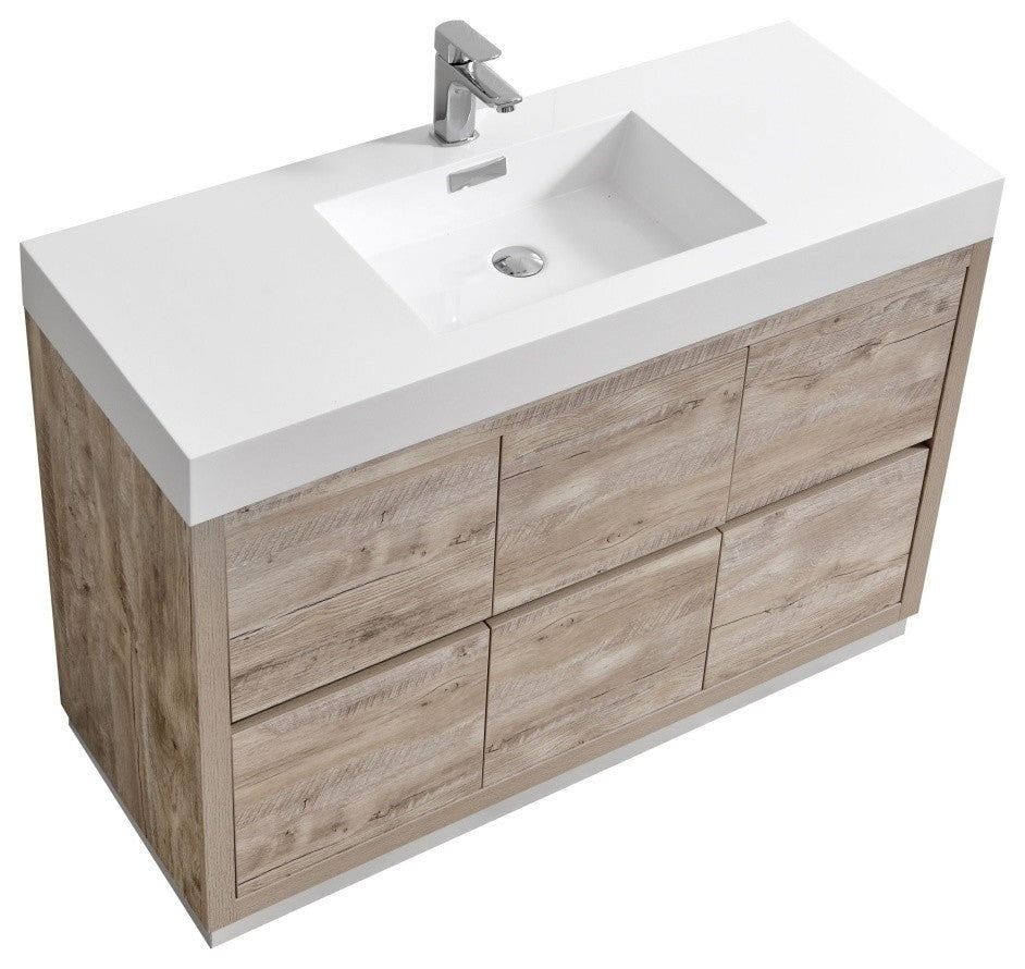 Bliss 48" Nature Wood Free Standing Modern Bathroom Vanity