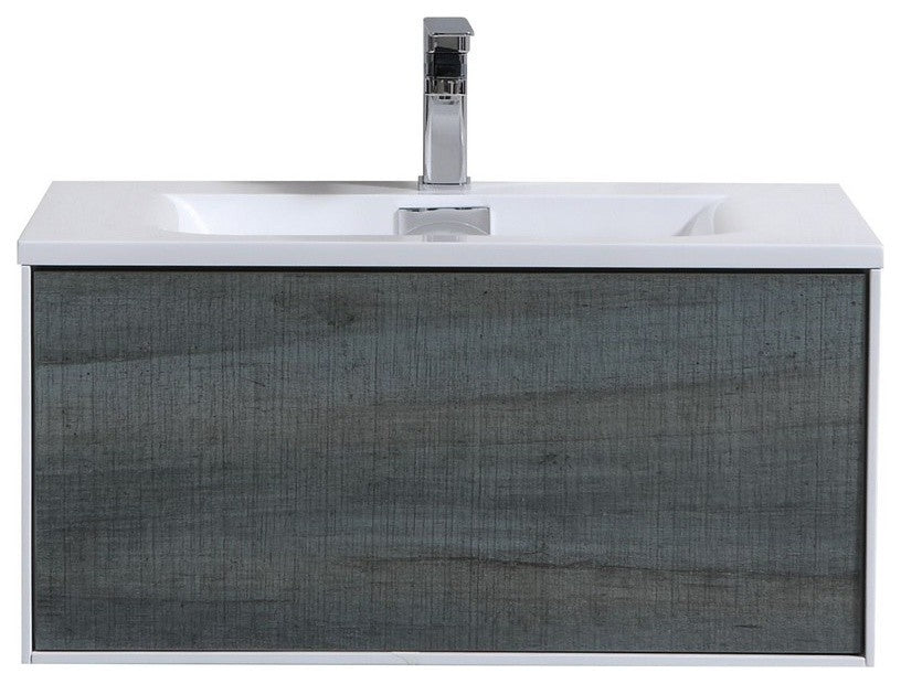 Divario 30" Ocean Gray Wall Mount Modern Bathroom Vanity