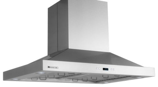 42" wide, LED lights, Both Side accessible Control, Baffle Filters W/ Grease Drain Tunnel, 1.0mm Non-Magnetic Stainless Steel Seamless Body, Island Mount Range Hood