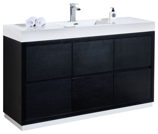 Bliss 60" Single Sink Black Free Standing Modern Bathroom Vanity