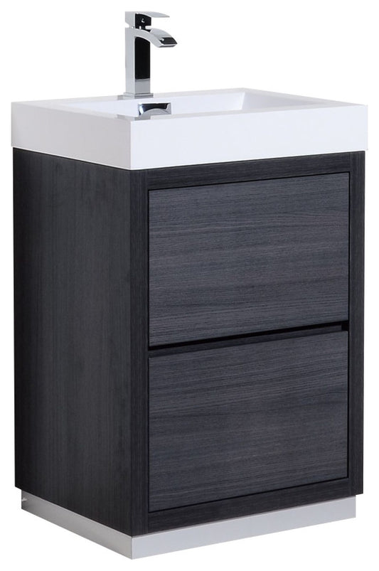 Bliss 24" Gray Oak Free Standing Modern Bathroom Vanity