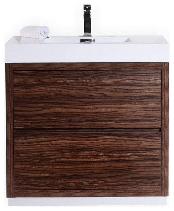 Bliss 36" Walnut Free Standing Modern Bathroom Vanity