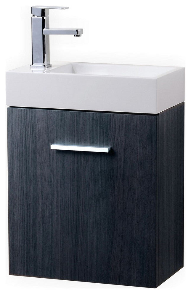 Bliss 18" Gray Oak Wall Mount Modern Bathroom Vanity