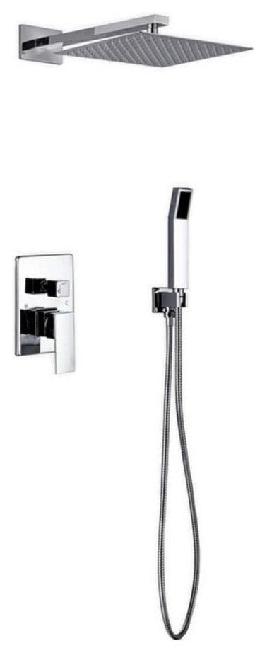 Aqua Piazza Brass Shower Set with 12In Square Rain Shower- Handheld