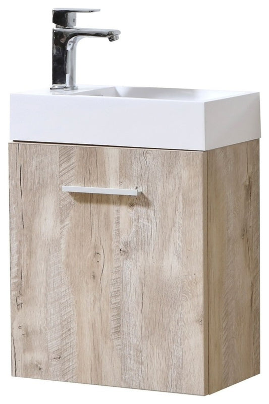 Bliss 18" Nature Wood Wall Mount Modern Bathroom Vanity