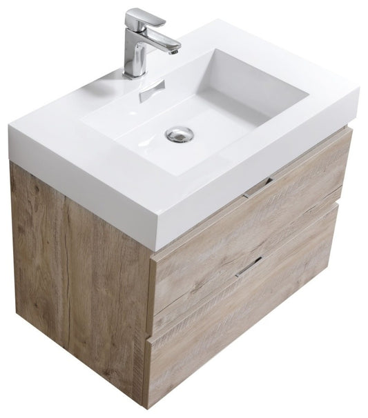 Bliss 30" Nature Wood Wall Mount Modern Bathroom Vanity