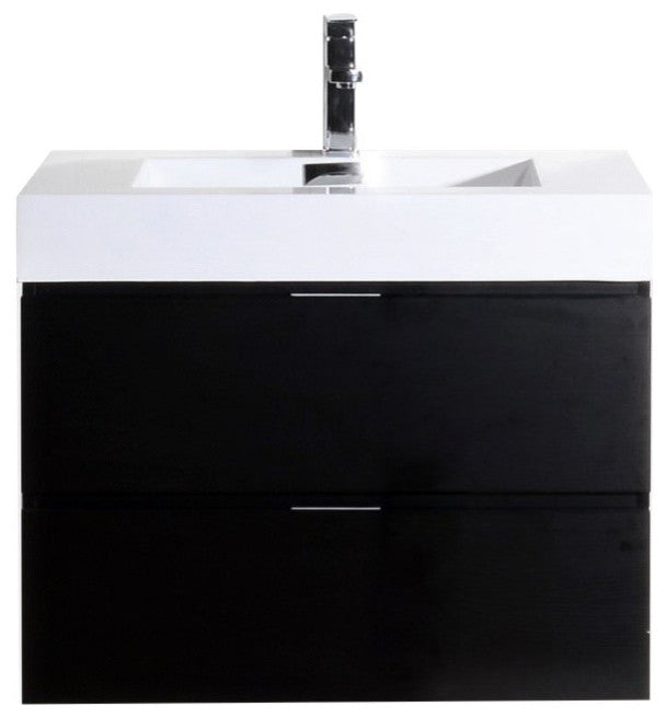 Bliss 30" Black Wall Mount Modern Bathroom Vanity