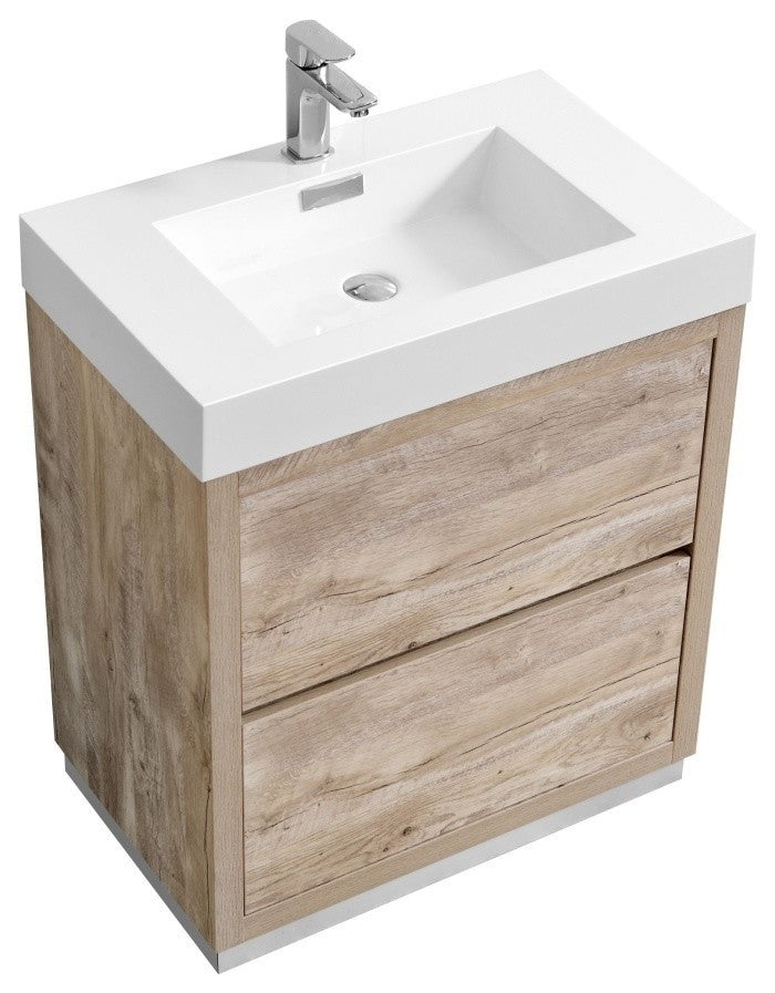 Bliss 30" Nature Wood Free Standing Modern Bathroom Vanity