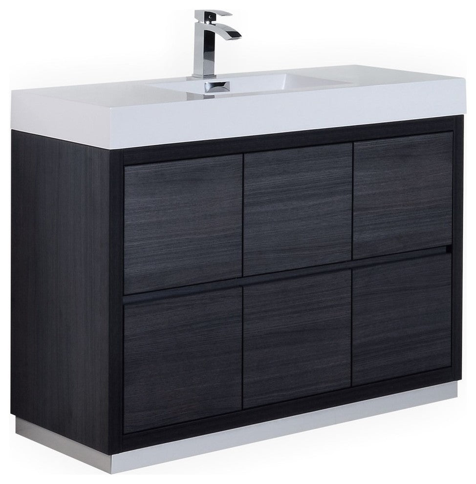 Bliss 48" Gray Oak Free Standing Modern Bathroom Vanity