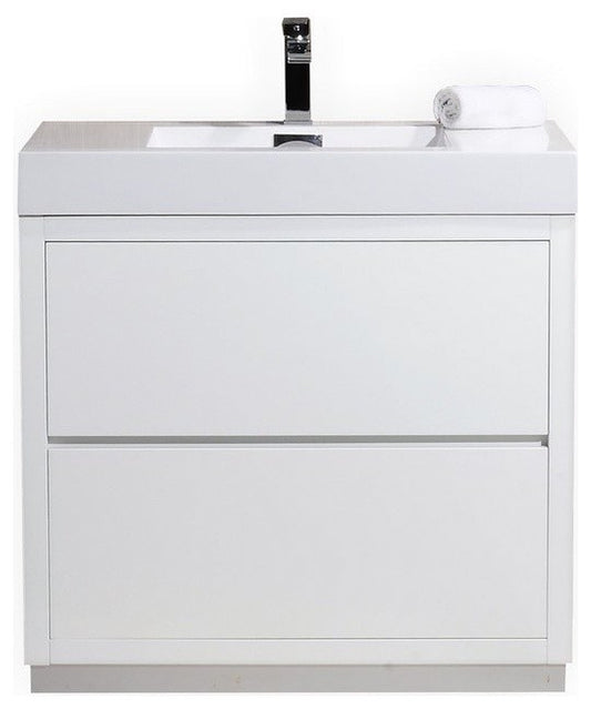 Bliss 36" High Gloss White Free Standing Modern Bathroom Vanity