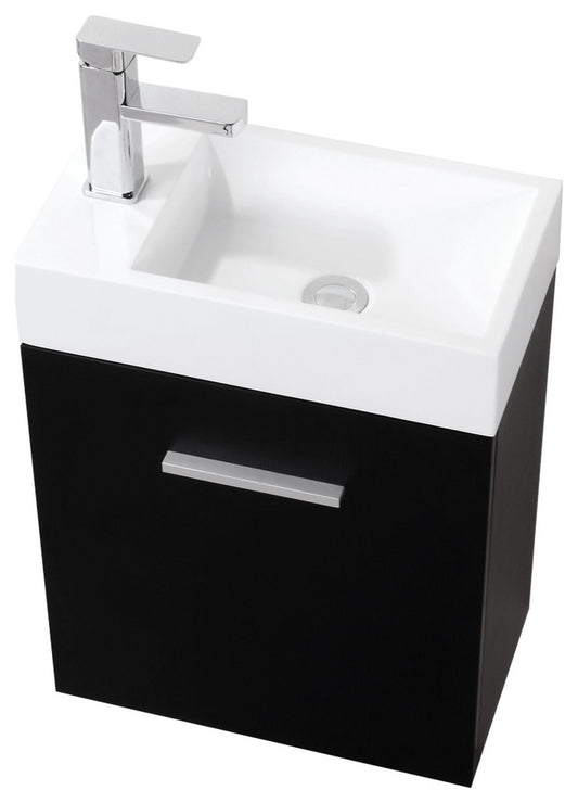 Bliss 18" Black Wall Mount Modern Bathroom Vanity