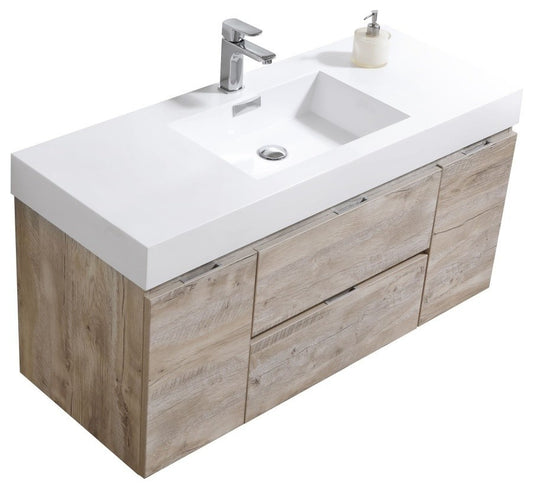 Bliss 48" Nature Wood Wall Mount Modern Bathroom Vanity