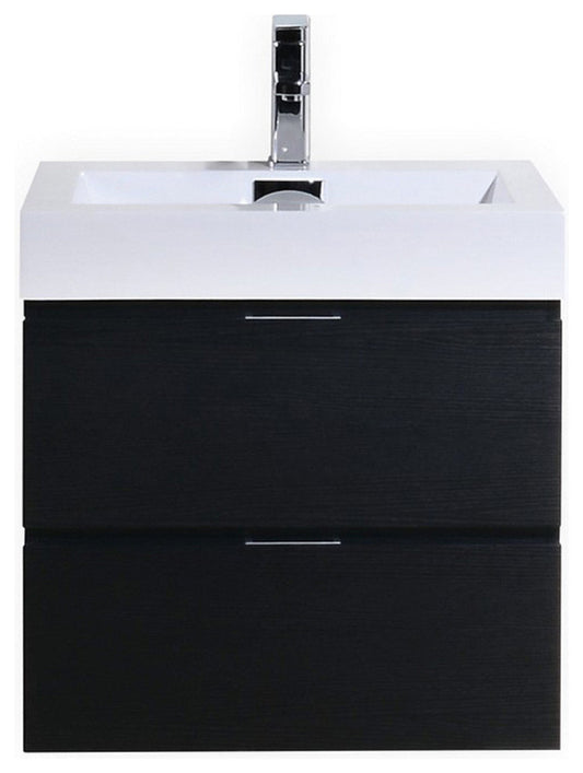 Bliss 24" Black Wall Mount Modern Bathroom Vanity