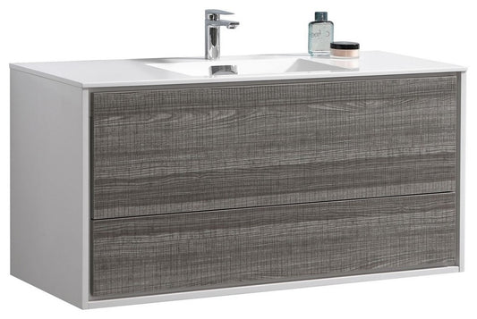 DeLusso 48" Single Sink  Ash Gray Wall Mount Modern Bathroom Vanity