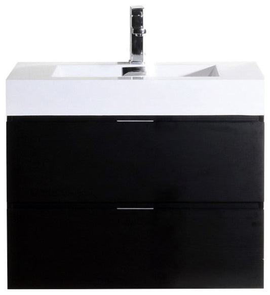 Bliss 36" Black Wall Mount Modern Bathroom Vanity