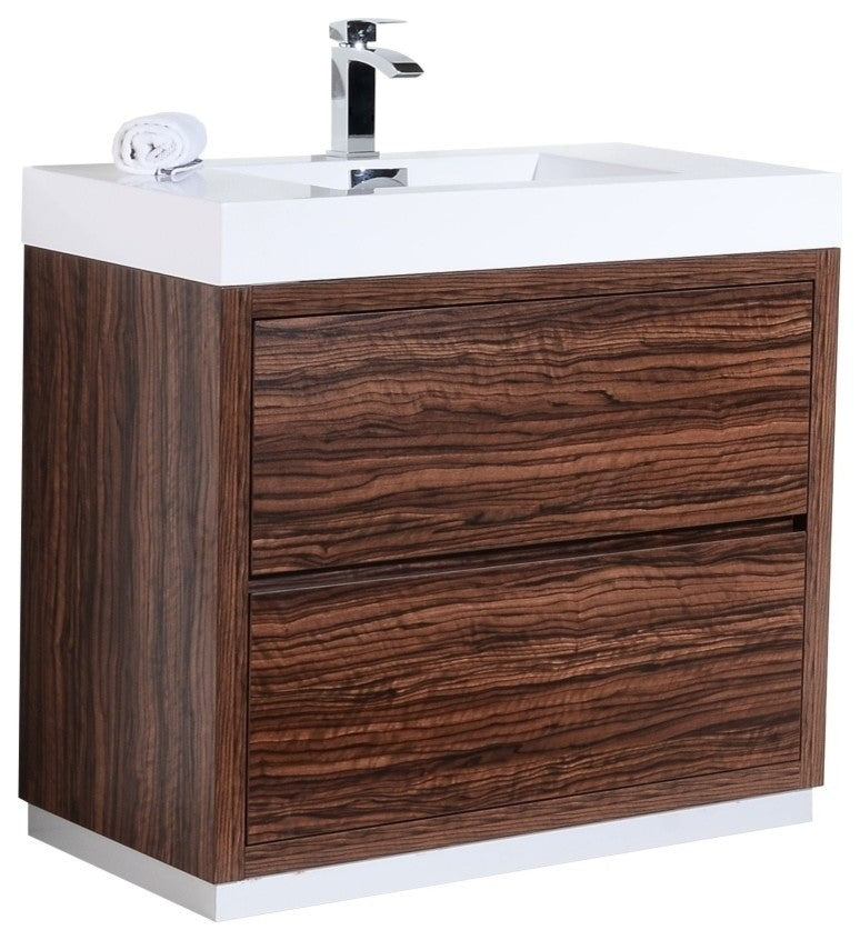 Bliss 40" Walnut Free Standing Modern Bathroom Vanity