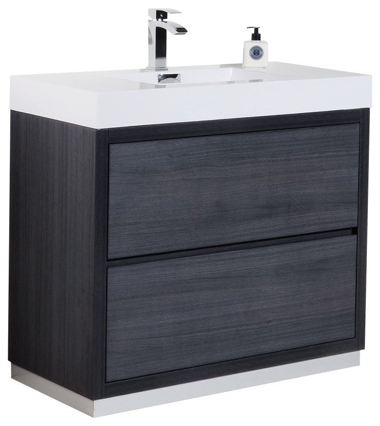 Bliss 40" Gray Oak Free Standing Modern Bathroom Vanity