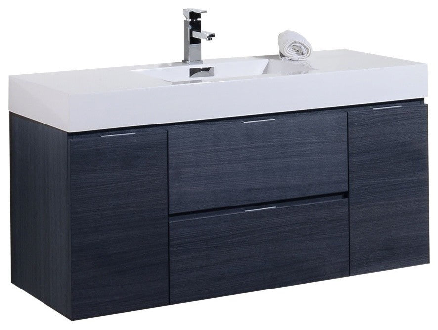 Bliss 48" Gray Oak Wall Mount Modern Bathroom Vanity