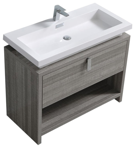 Levi 40" Ash Gray Modern Bathroom Vanity w/ Cubby Hole