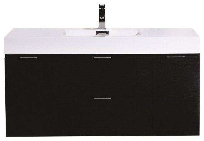 Bliss 48" Black Wall Mount Modern Bathroom Vanity