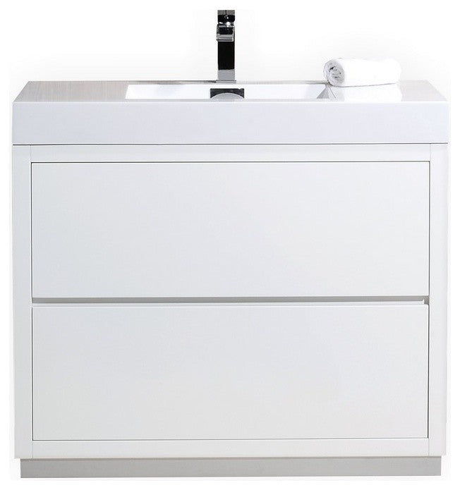 Bliss 40" High Gloss White Free Standing Modern Bathroom Vanity