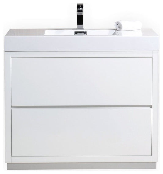 Bliss 40" High Gloss White Free Standing Modern Bathroom Vanity