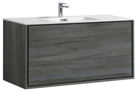 DeLusso 48" Single Sink Ocean Gray Wall Mount Modern Bathroom Vanity