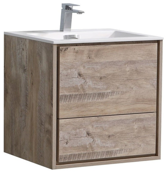 DeLusso 24" Nature Wood Wall Mount Modern Bathroom Vanity