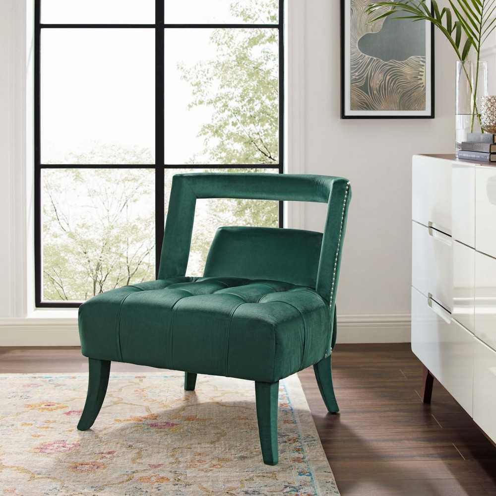 Honor Accent Lounge Performance Velvet Armchair, Green