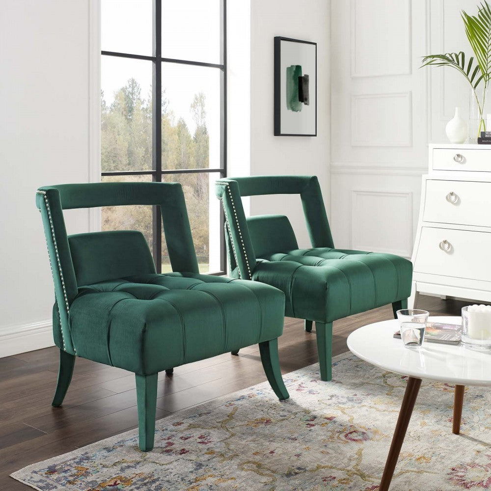 Honor Armchair Performance Velvet Set of 2, Green