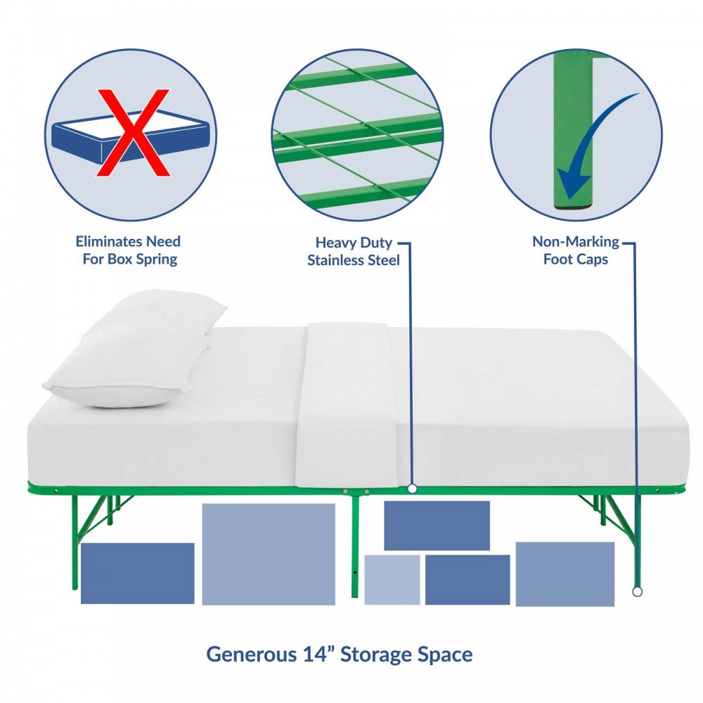 Horizon Full Stainless Steel Bed Frame, Green