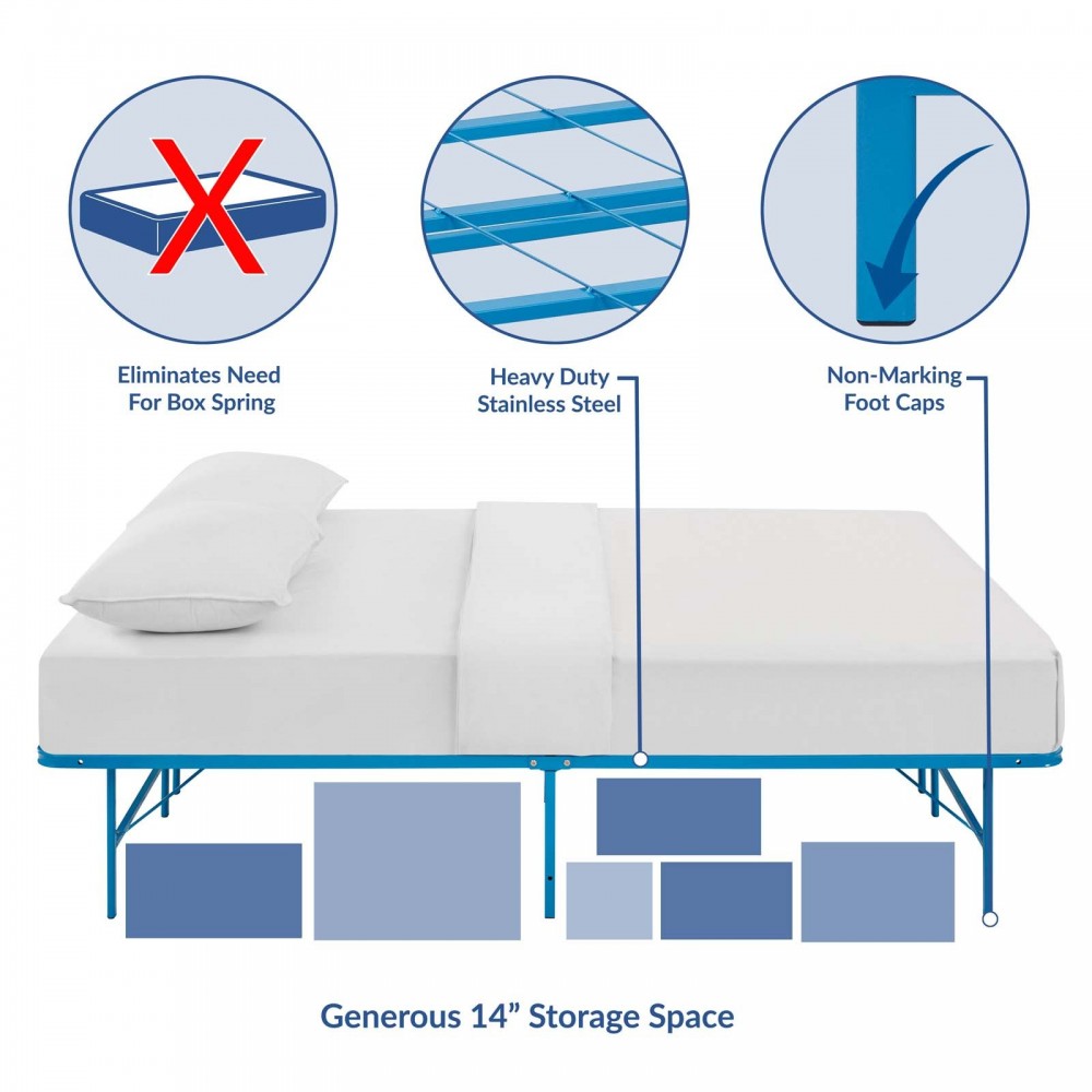 Horizon Full Stainless Steel Bed Frame, Light Blue