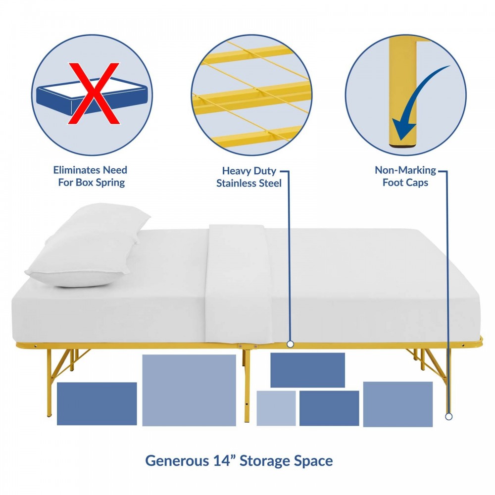 Horizon Full Stainless Steel Bed Frame, Yellow