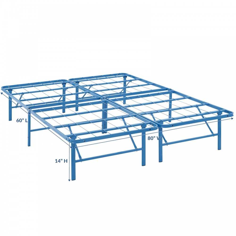 Horizon Queen Stainless Steel Bed Frame, Light Blue