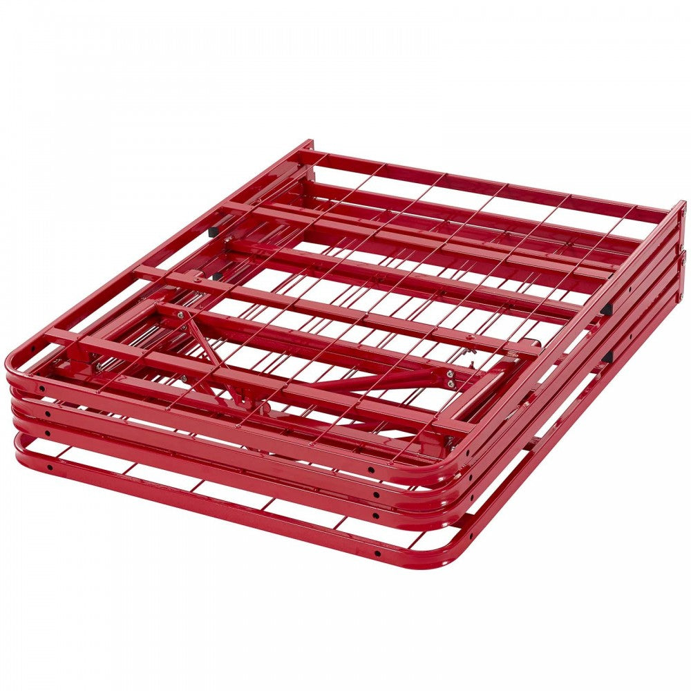 Horizon Queen Stainless Steel Bed Frame, Red