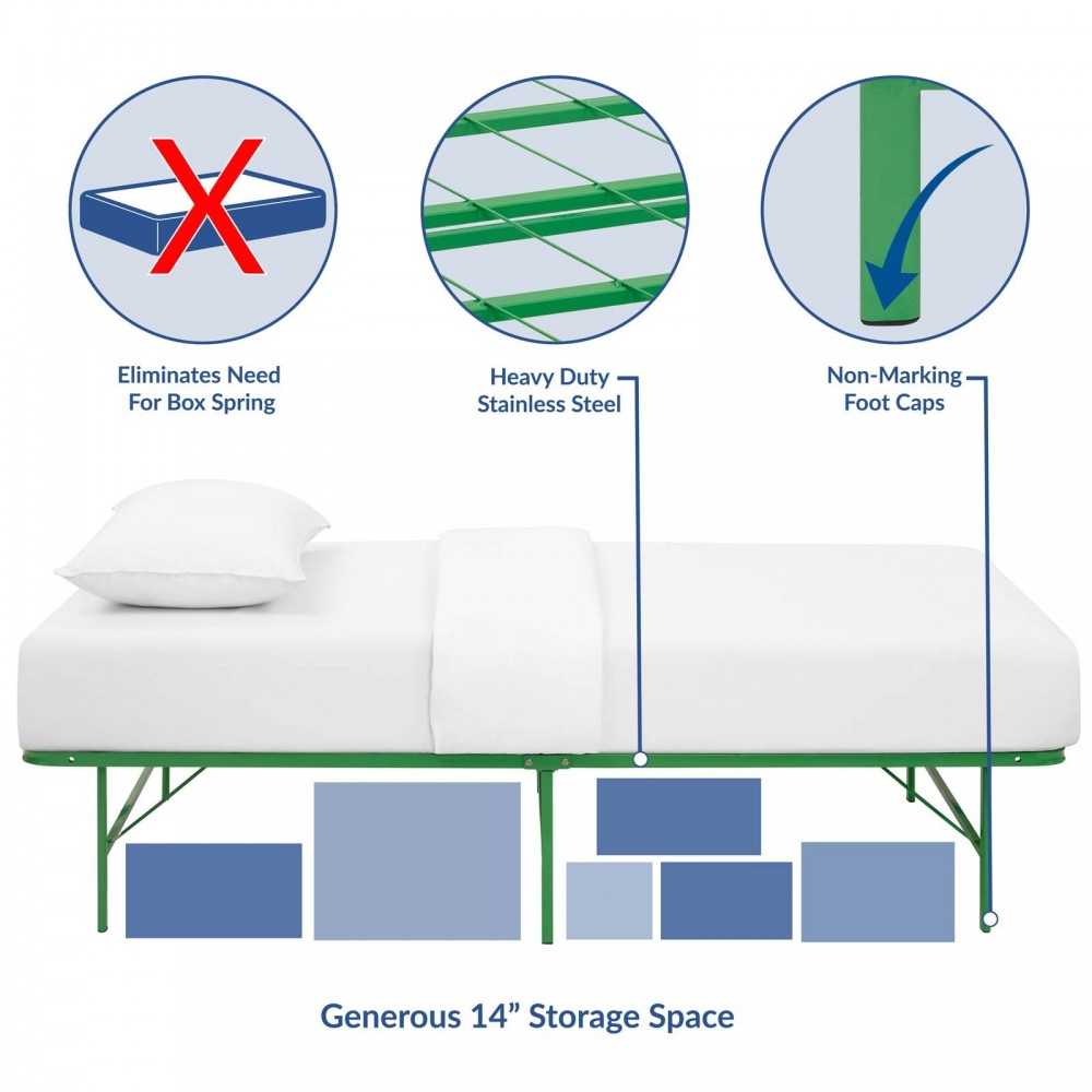 Horizon Twin Stainless Steel Bed Frame, Green