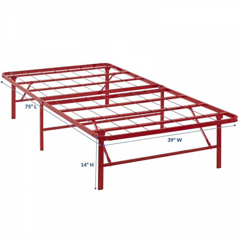 Horizon Twin Stainless Steel Bed Frame, Red