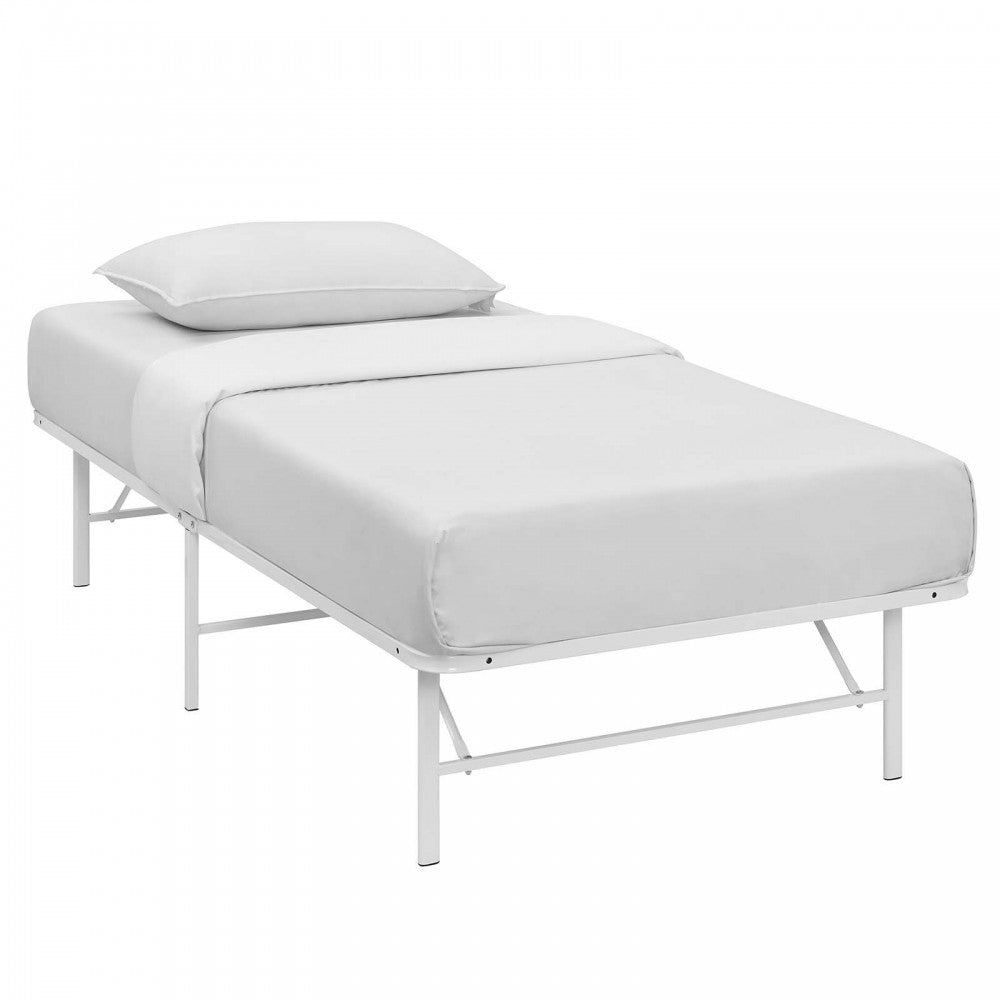 Horizon Twin Stainless Steel Bed Frame, White