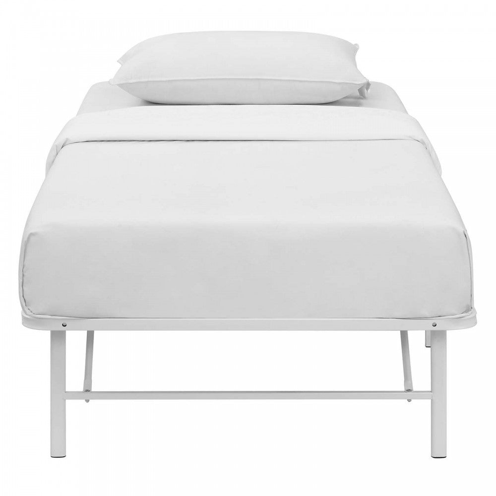 Horizon Twin Stainless Steel Bed Frame, White