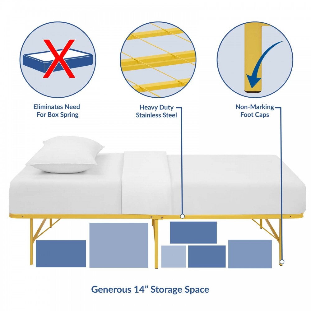 Horizon Twin Stainless Steel Bed Frame, Yellow