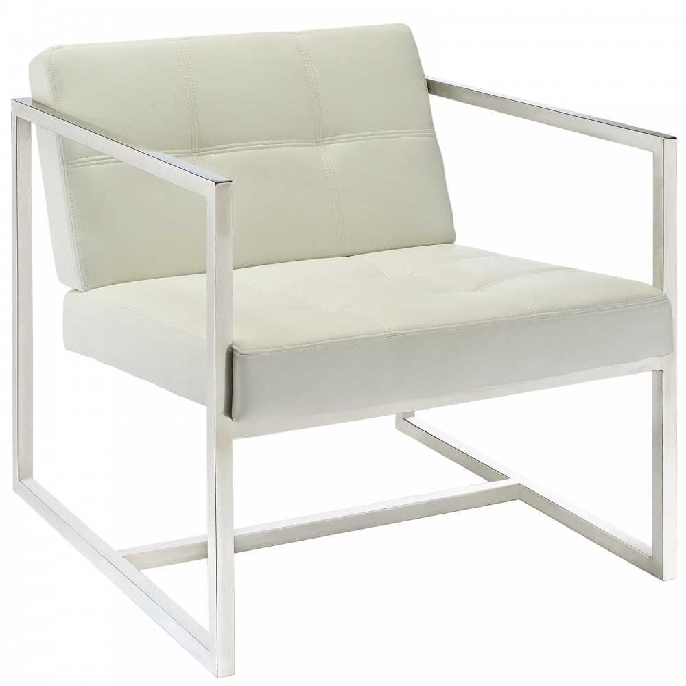 Hover Upholstered Vinyl Lounge Chair, White