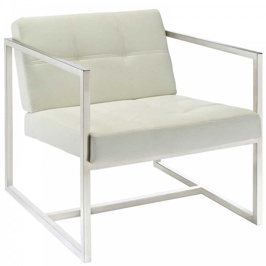 Hover Upholstered Vinyl Lounge Chair, White