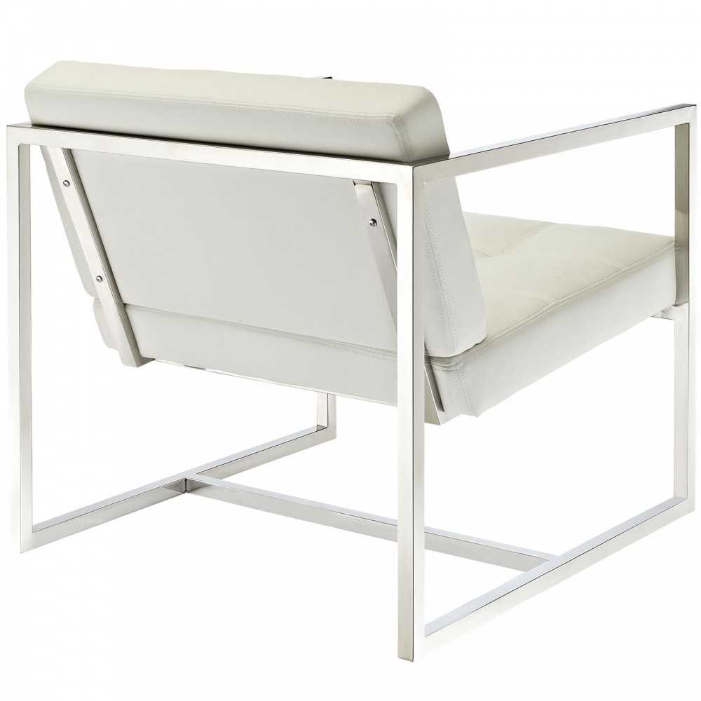 Hover Upholstered Vinyl Lounge Chair, White