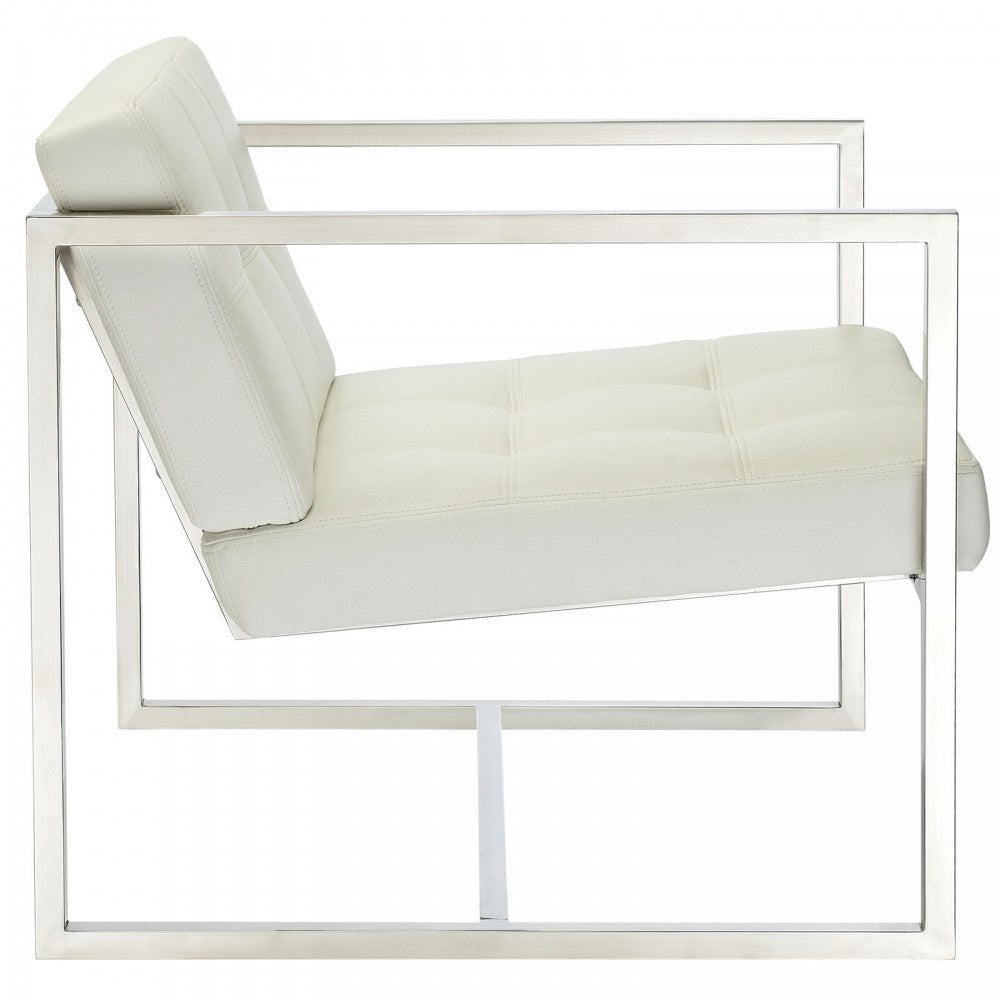Hover Upholstered Vinyl Lounge Chair, White