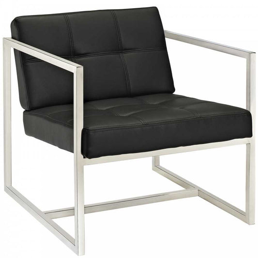 Hover Upholstered Vinyl Lounge Chair, Black